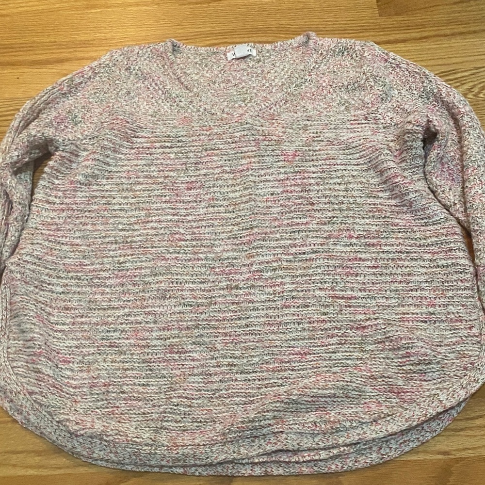 Westport Pink and Gray V-Neck Sweater